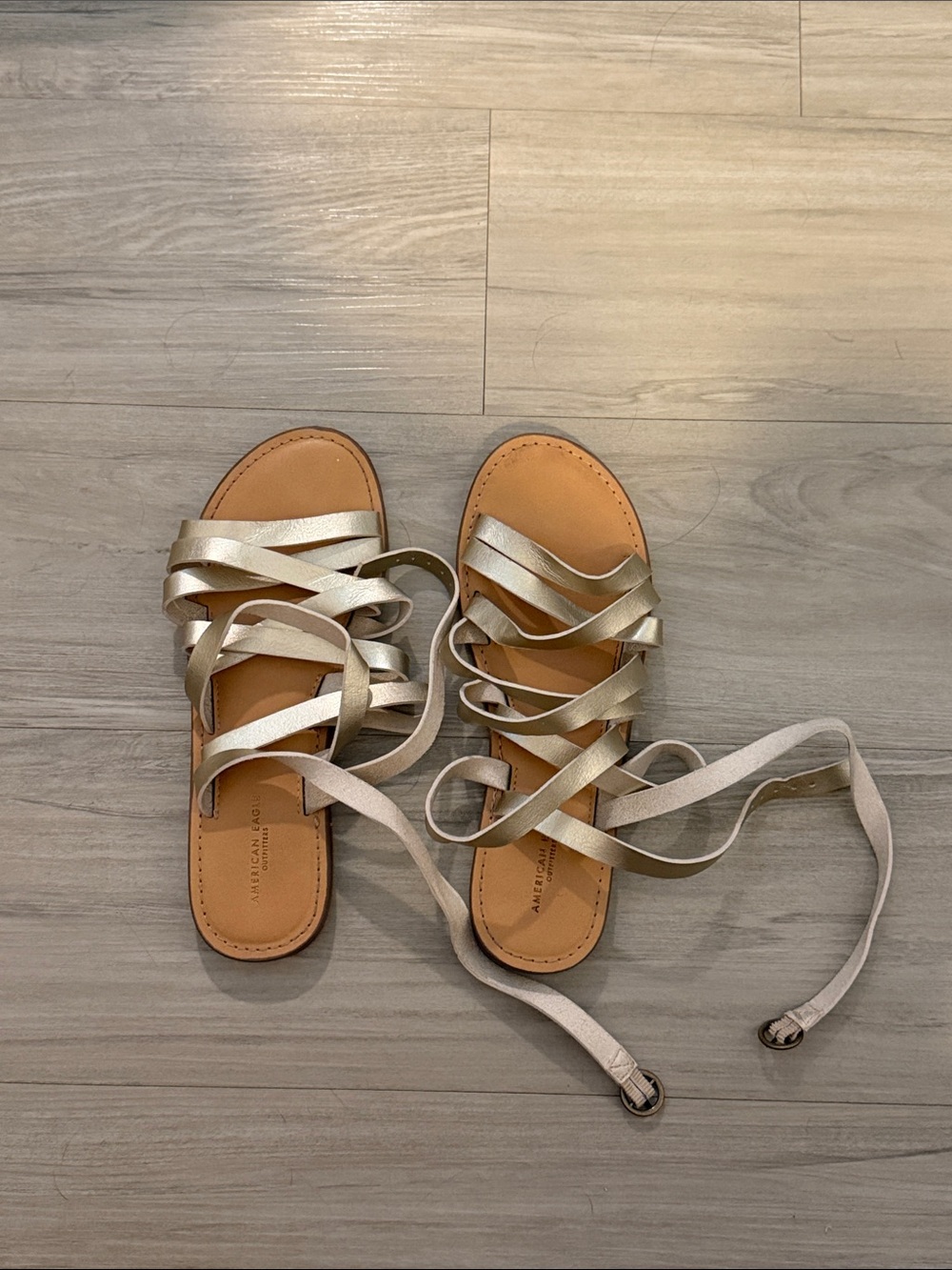 Metallic Lace-Up Women’s Sandals - Gold
